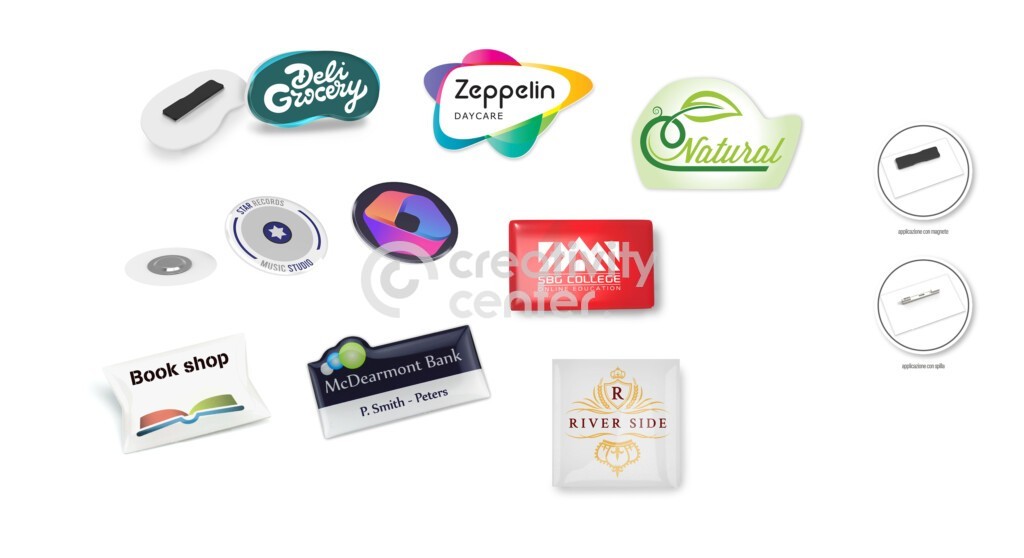 Badge sagomato resinato